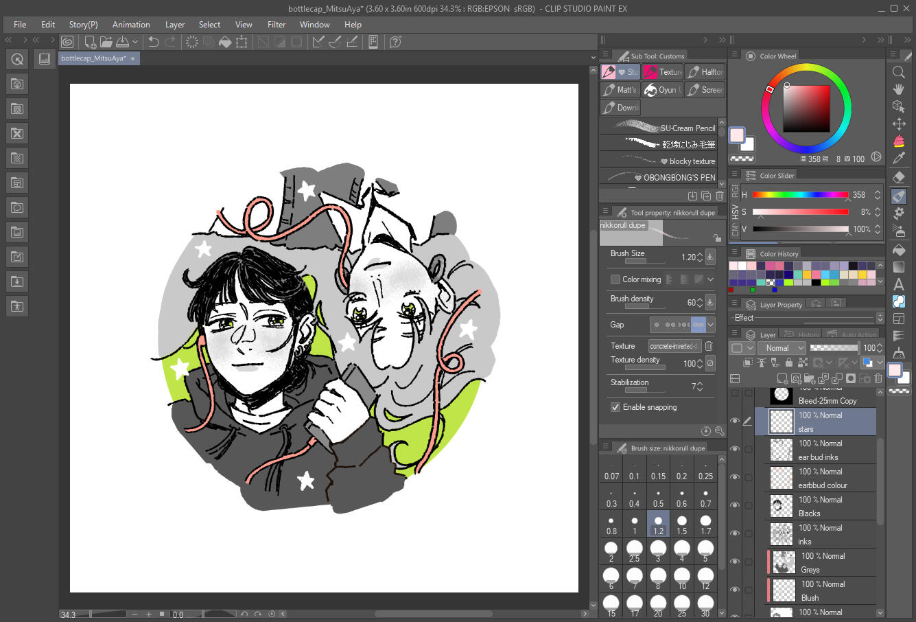 Details (blush, headphones, stars)